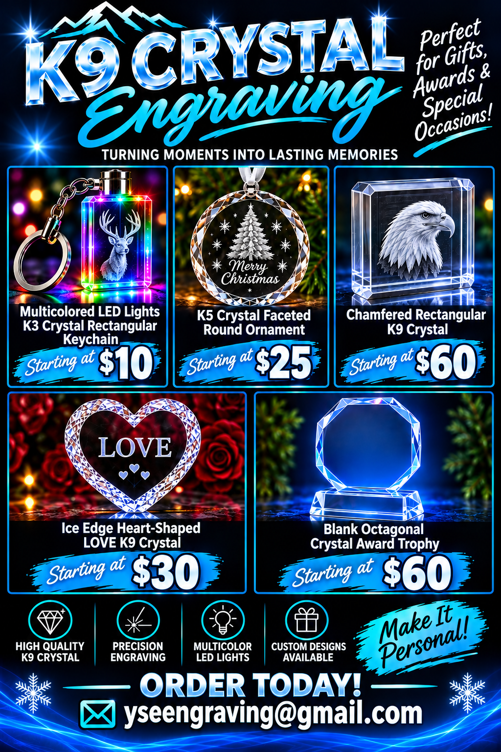 K9 Crystal Engraving product advertisement