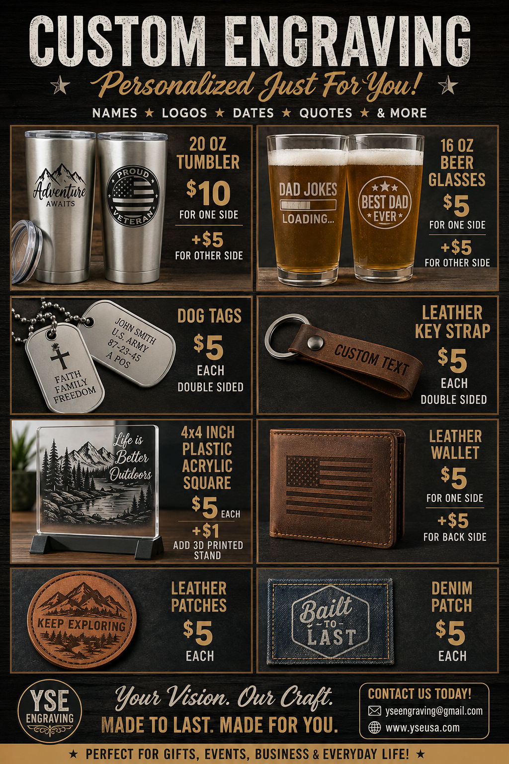 Custom engraving product advertisement